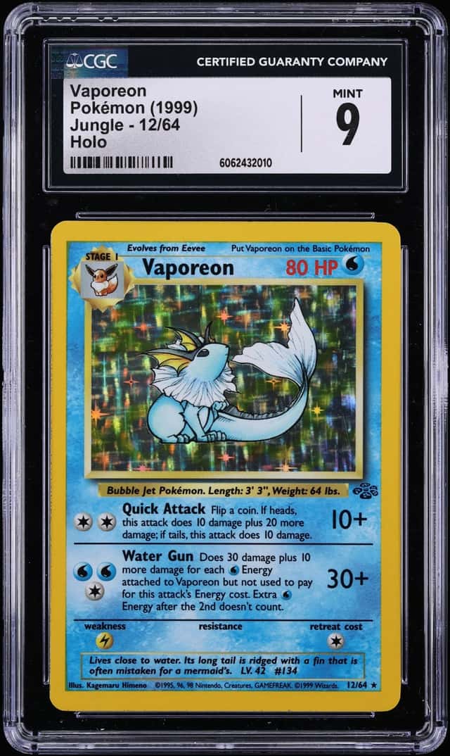 1999 Pokemon Jungle Holo Vaporeon #12 CGC 9 MINT