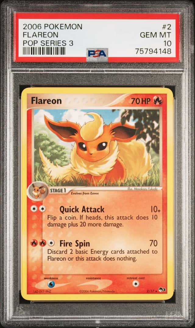 2006 Pokemon POP Series 3 Holo Flareon #2 PSA 10 GEM MINT