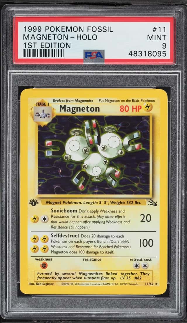 1999 Pokemon Fossil 1st Edition Holo Magneton #11 PSA 9 MINT