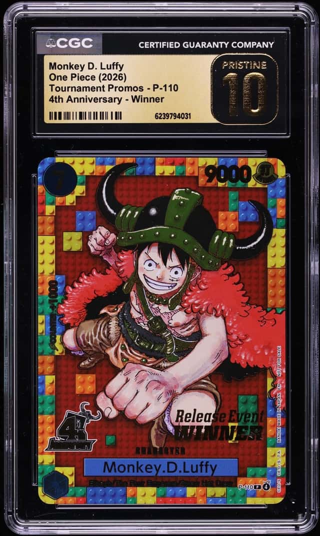 2026 One Piece Tournament Promos 4th Anniversary Winner Monkey D. Luffy #P-110 CGC 10 PRISTINE