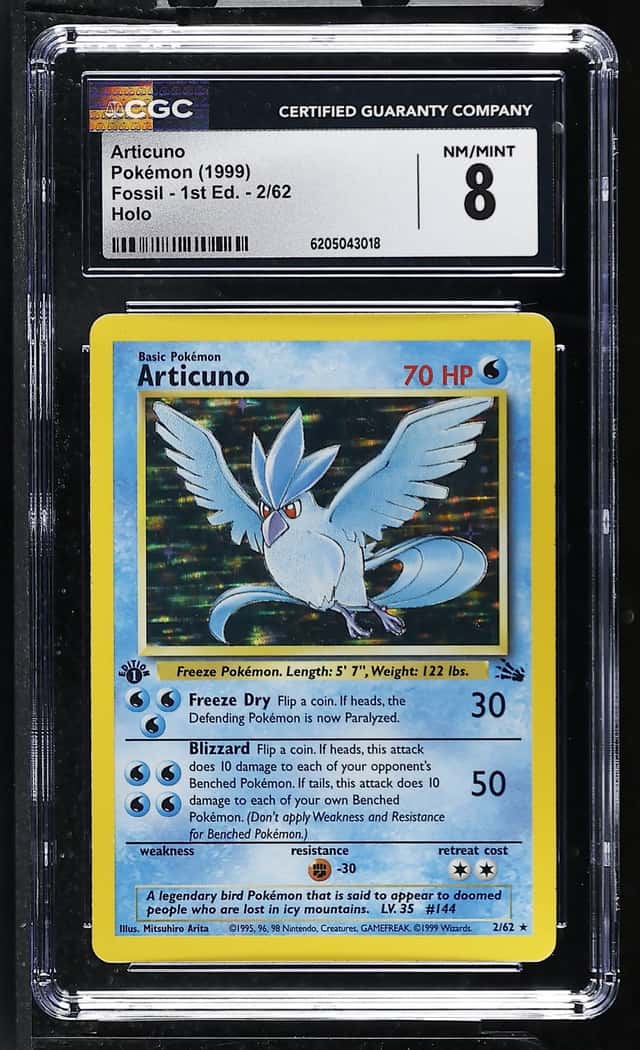1999 Pokemon Fossil 1st Edition Holo Articuno #2 CGC 8 NM-MT