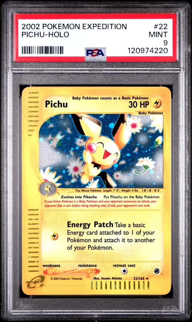 2002 Pokemon Expedition Holo Pichu #22 PSA 9 MINT