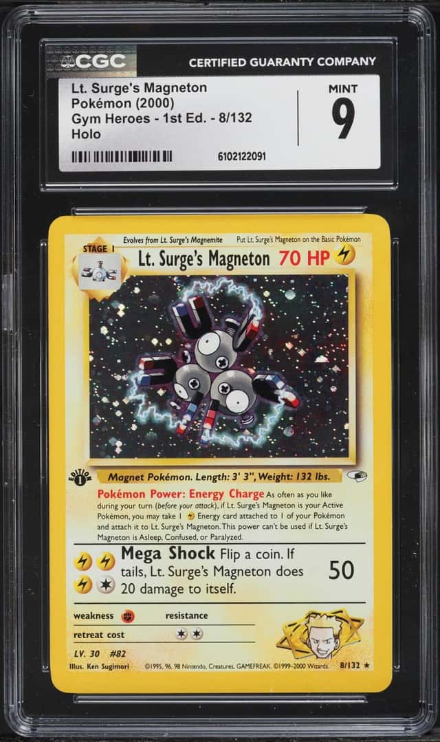 2000 Pokemon Gym Heroes 1st Edition Holo Lt. Surge's Magneton #8 CGC 9 MINT