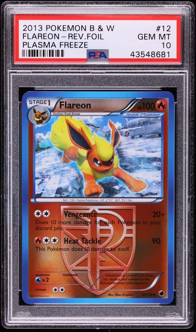 2013 Pokemon Black & White Plasma Freeze Reverse Holo Flareon #12 PSA 10 GEM MINT