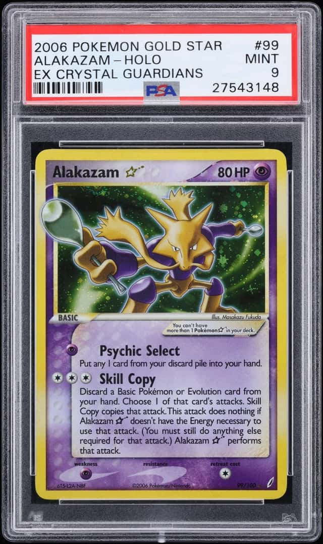 2006 Pokemon EX Crystal Guardians Holo Alakazam Gold Star #99 PSA 9 MINT