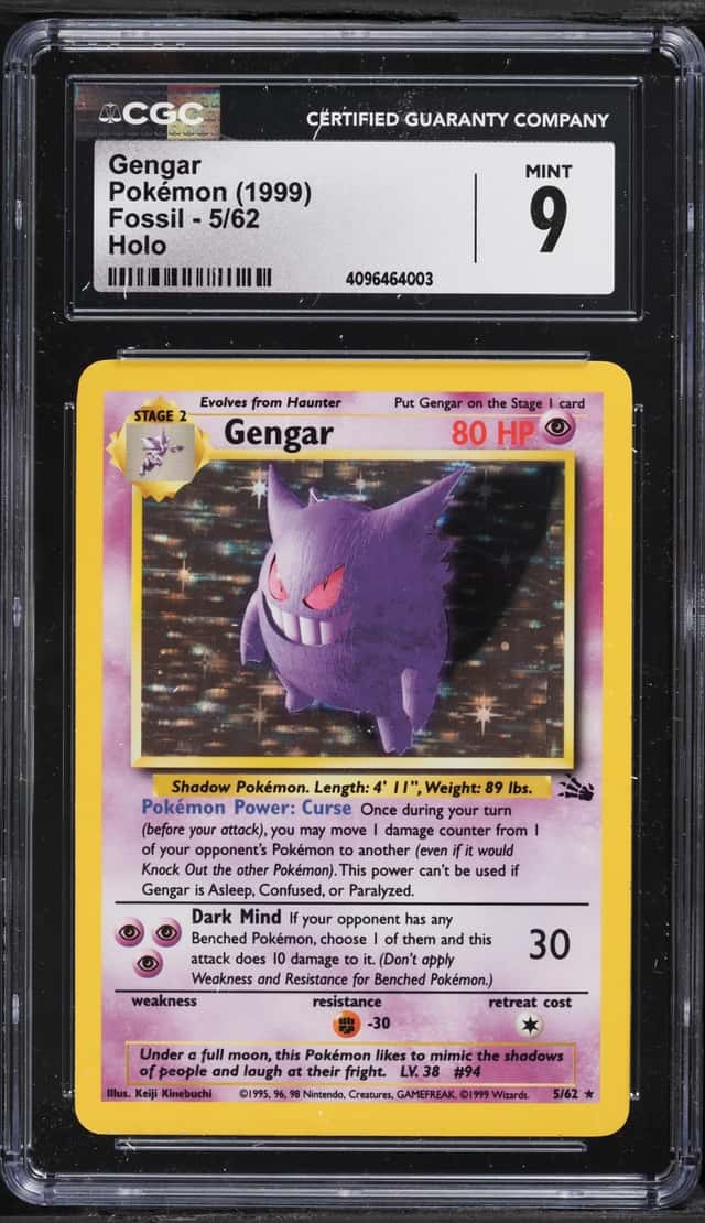 1999 Pokemon Fossil Holo Gengar #5 CGC 9 MINT