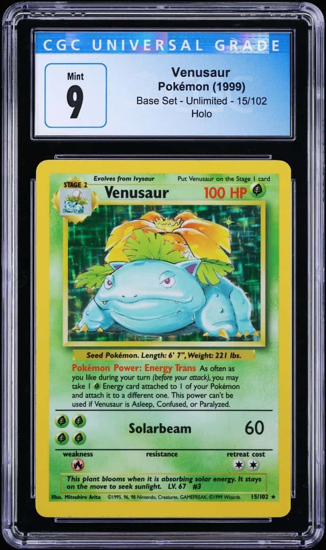 1999 Pokemon Base Set Holo Venusaur #15 CGC 9 MINT