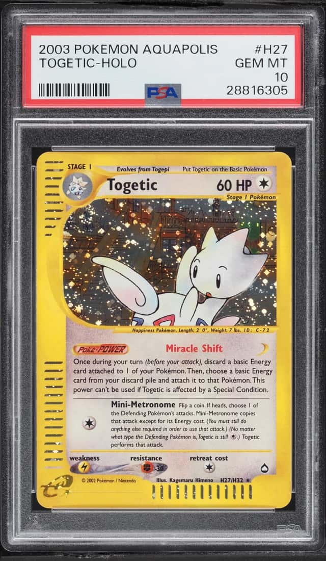 2003 Pokemon Aquapolis Holo Togetic #H27 PSA 10 GEM MINT