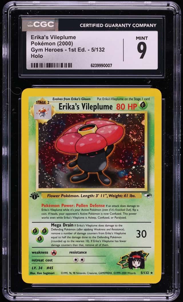 2000 Pokemon Gym Heroes 1st Edition Holo Erika's Vileplume #5 CGC 9 MINT