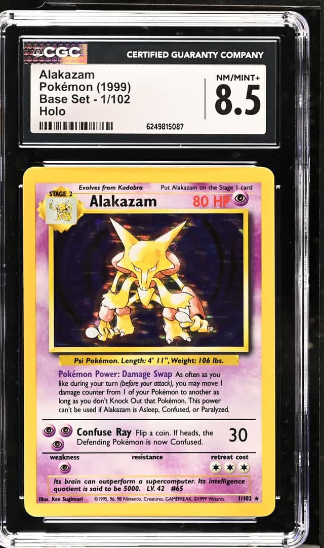 1999 Pokemon Wizards Of The Coast Base Set Holo Alakazam #1 CGC 8.5 NM-MT+