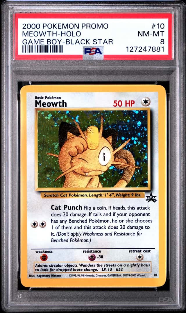 🚀 Meowth PSA 8 10 Promo Holo Vintage Pokémon Card 1999 Rare Graded 🚀