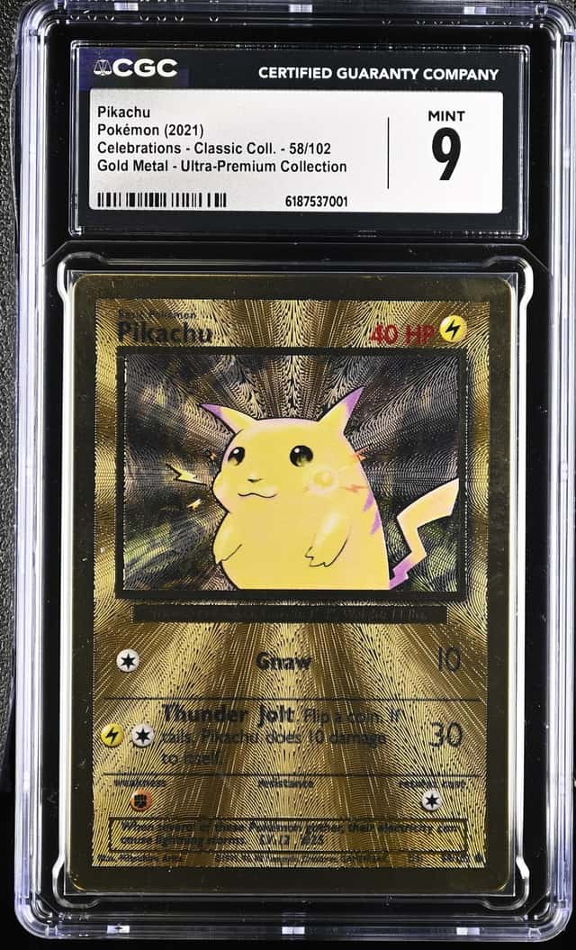 CGC 9 Pikachu Gold Metal Card 58/102 Celebrations 25th UPC POKEMON 2021