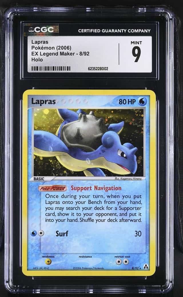Lapras 2006 EX Legend Maker Holo Pokemon Card 8/92 CGC 9 Mint