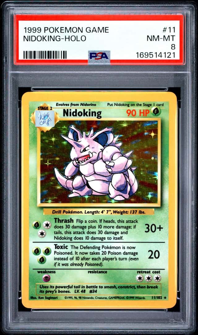 Pokémon TCG Nidoking Base Set Holo Unlimited Rare Card 11/102 PSA 8!