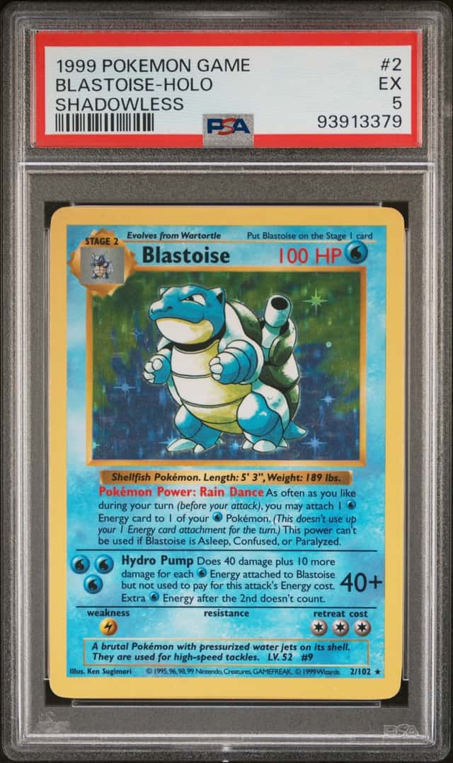 1999 Pokemon Card Machamp Holo Shadowless Base Set 2/102 PSA 5