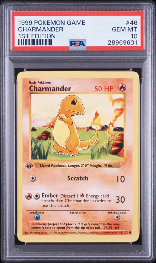 PSA 10 CHARMANDER 1st edition Base Set Shadowless 1999 Pokémon 46/102 New SLAB