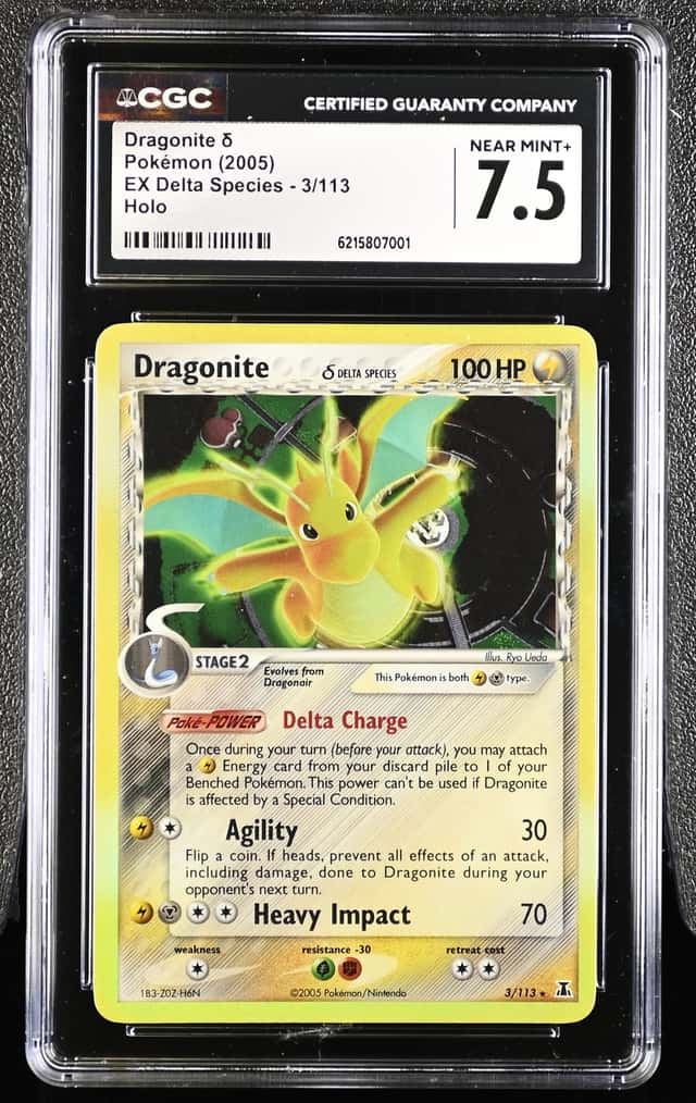 2005 Pokemon Ex Delta Species #3/113 Dragonite Reverse Holo Foil CGC 7.5 NM+