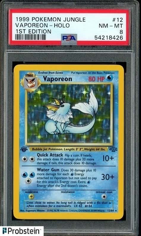 1999 Pokemon Jungle 1st Edition #12 Vaporeon Holo PSA 8 NM-MT