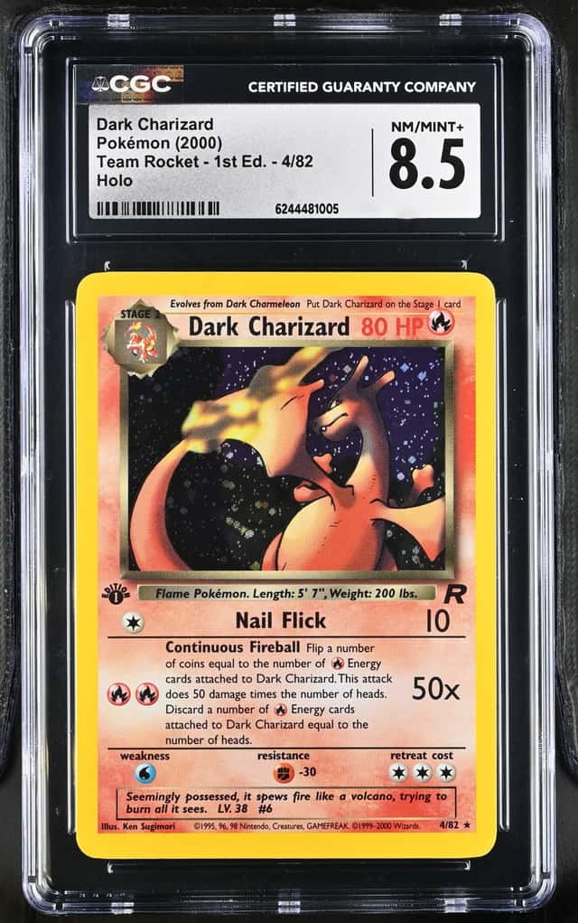 2000 Pokemon Team Rocket 1st Edition #4/82 Dark Charizard Holo CGC 8.5 NM-MT+