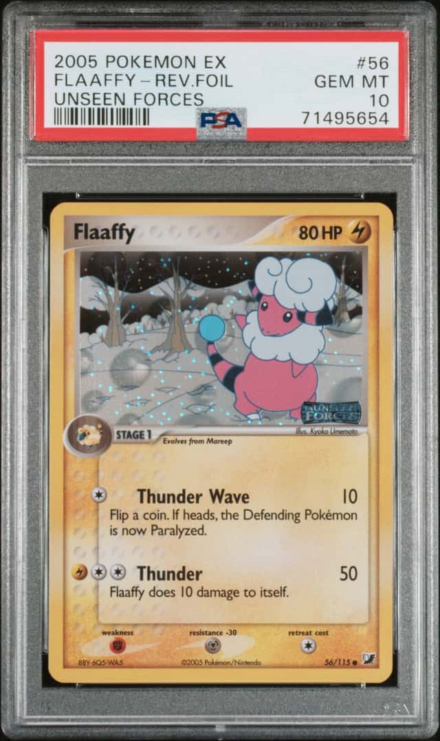 2005 POKEMON EX UNSEEN FORCES #56 FLAAFFY REVERSE HOLO FOIL PSA 10 LOW POP 21