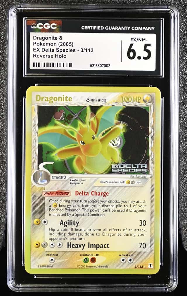 2005 Pokemon Ex Delta Species #3/113 Dragonite Reverse Holo Foil CGC 6.5 EX-NM+