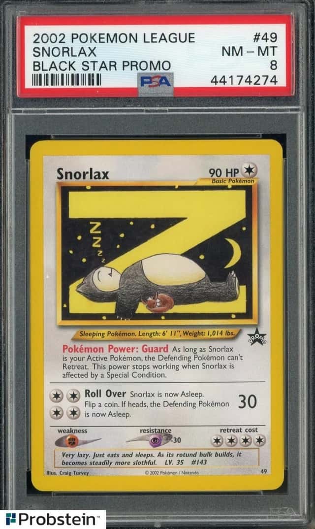 2002 Pokemon League Black Star Promo #49 Snorlax PSA 8