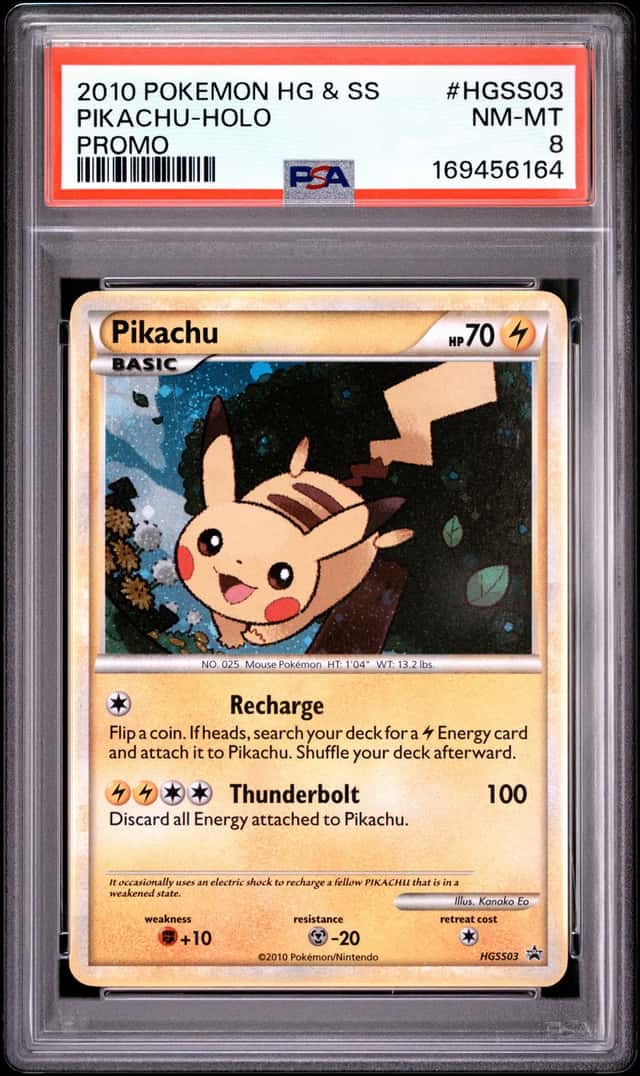 2010 POKEMON HEARTGOLD & SOULSILVER PROMOS #HGSS03 PIKACHU-HOLO PROMO PSA 8