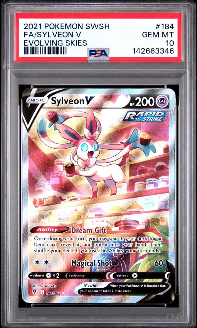 SYLVEON V 2021 POKEMON EVOLVING SKIES 184/203 FULL ART PSA 10 Q3963-7