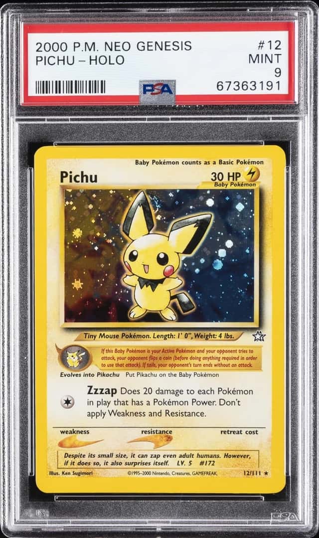 2000 POKEMON NEO GENESIS #12 PICHU-HOLO PSA 9