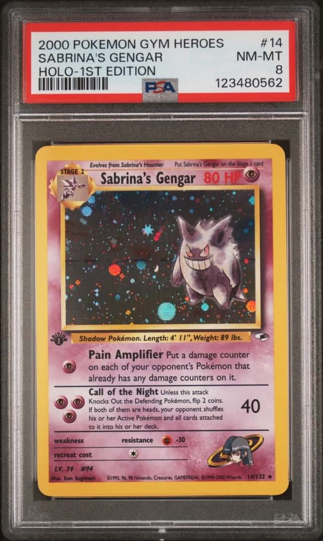 2000 POKEMON GYM HEROES HOLO-1ST EDITION #14 SABRINA'S GENGAR PSA 8