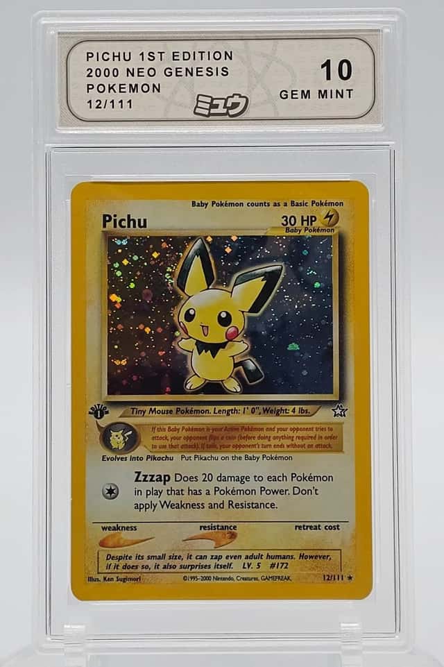 PICHU 2000 POKEMON NEO GENESIS 1ST EDITION 12/111 RARE MEW 10 Q4596