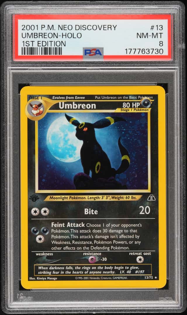 2001 POKEMON NEO DISCOVERY 1ST EDITION #13 UMBREON-HOLO PSA 8
