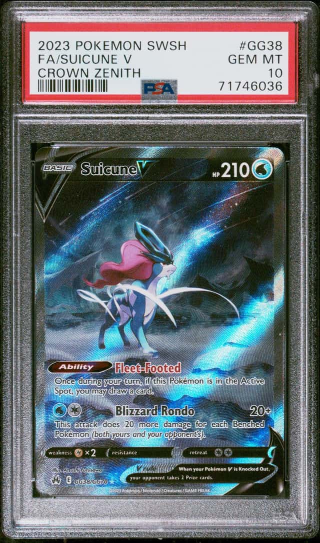 2023 Pokemon SWSH Crown Zenith Suicune V Full Art GG38/GG70 PSA 10