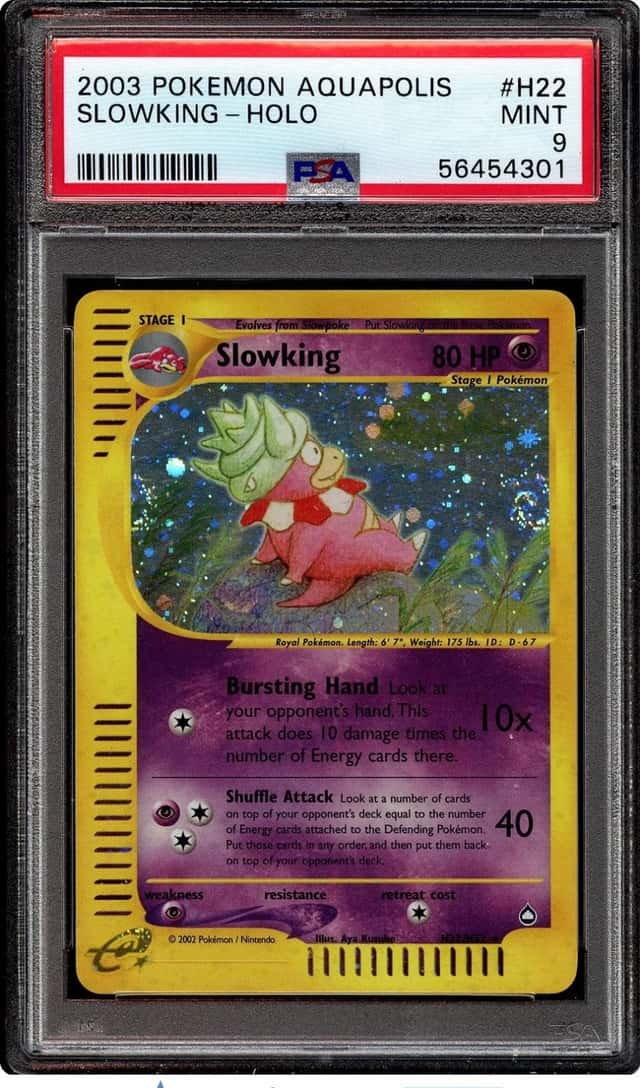 Pokemon 2003 Slowking H22/H32 Holo Rare Aquapolis 2X SWIRL PSA 9