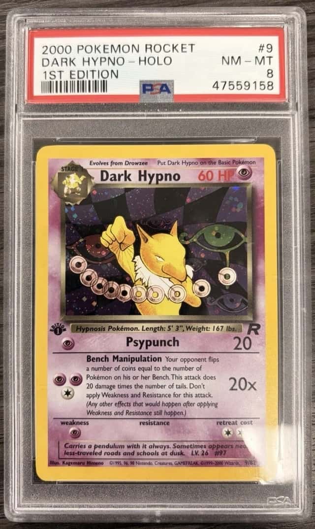 Pokémon TCG Team Rocket - Dark Hypno 1st Edition Holo #9/82 English Graded PSA 8