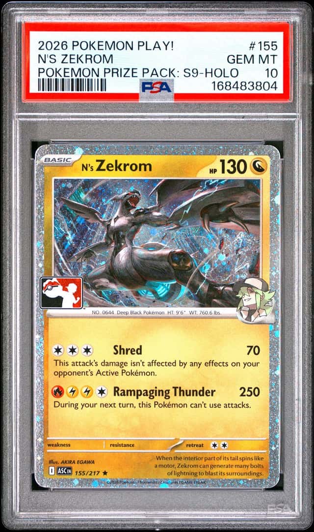 2026 POKEMON PLAY! POKEMON PRIZE PACK: SERIES 9 HOLO #155 N'S ZEKROM PSA 10