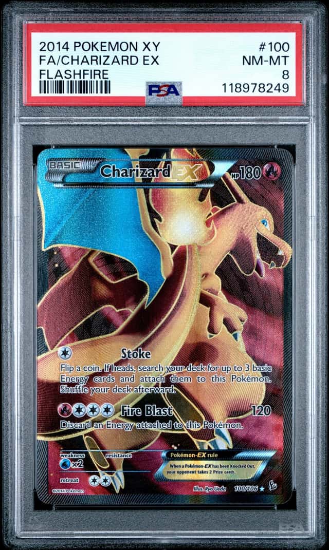 2014 POKEMON XY FLASHFIRE #100 FULL ART/CHARIZARD EX PSA 8