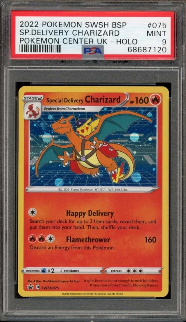 Pokemon Special Delivery Charizard Holo Promo 075 Pokemon Center UK PSA 9 Mint