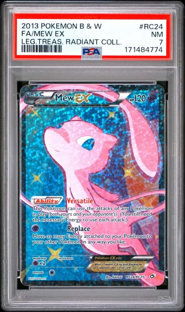 2013 POKEMON BLACK & WHITE LEGENDARY TREASURES #RC24 FULL ART/MEW EX PSA 7