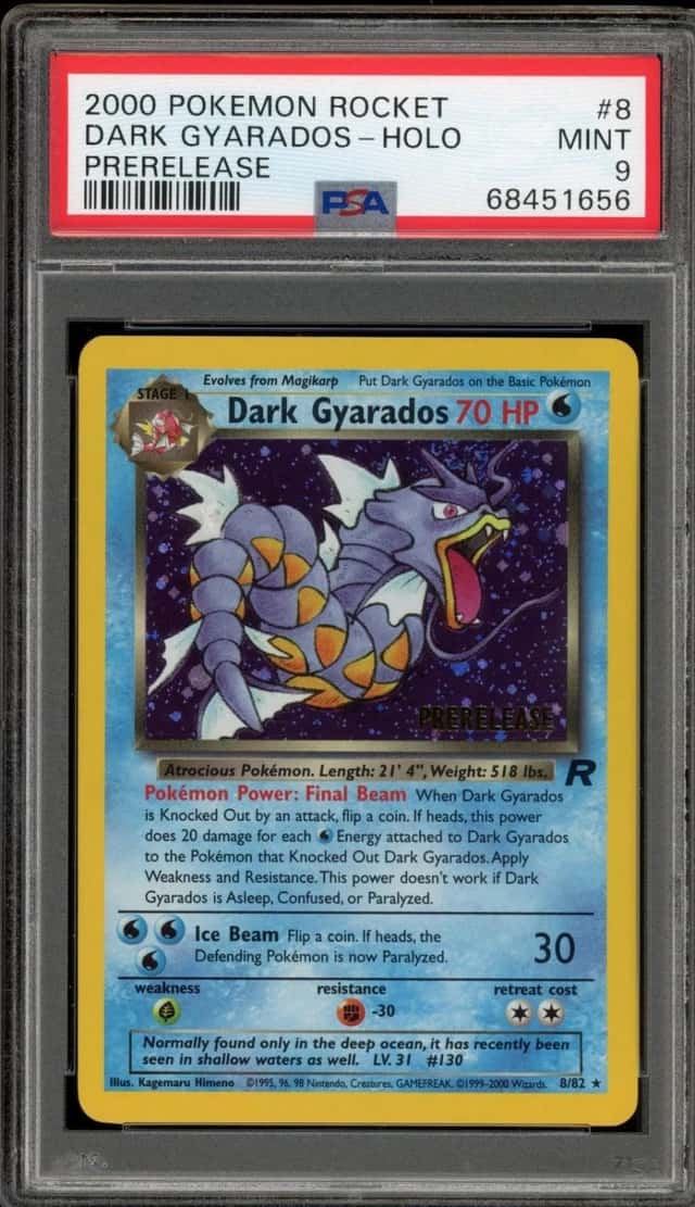 Pokemon Dark Gyarados Holo Team Rocket 8 Prerelease PSA 9 Mint