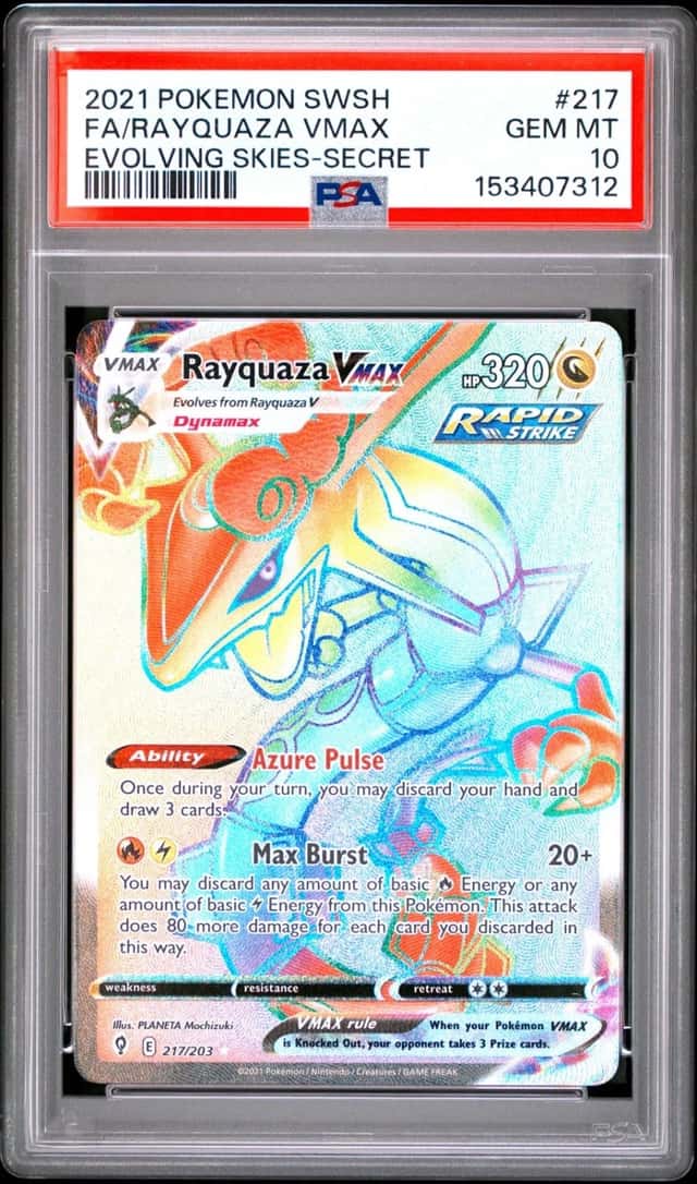Pokemon Rayquaza Vmax Evolving Skies 217/203 Secret Rare PSA 10 Gem Mint
