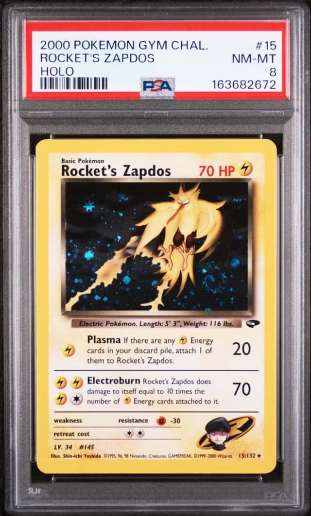 Pokemon Rocket's Zapdos Gym Challenge Unlimited 15/132 Holo PSA 8