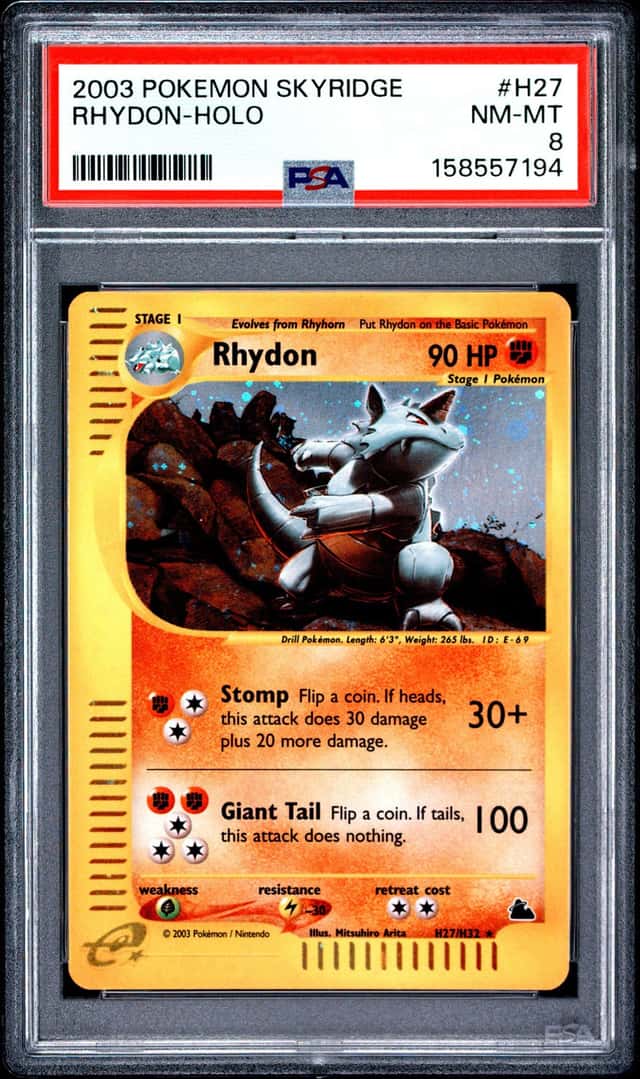 Pokemon Rhydon Holo Skyridge H27 PSA 8