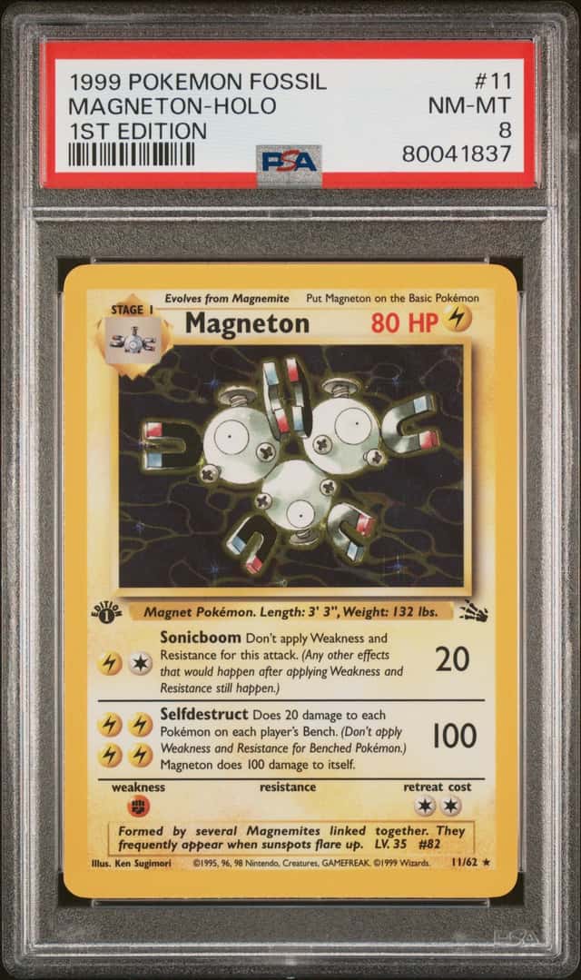 1999 Pokemon Fossil 1st Edition #11 Magneton-Holo PSA 8