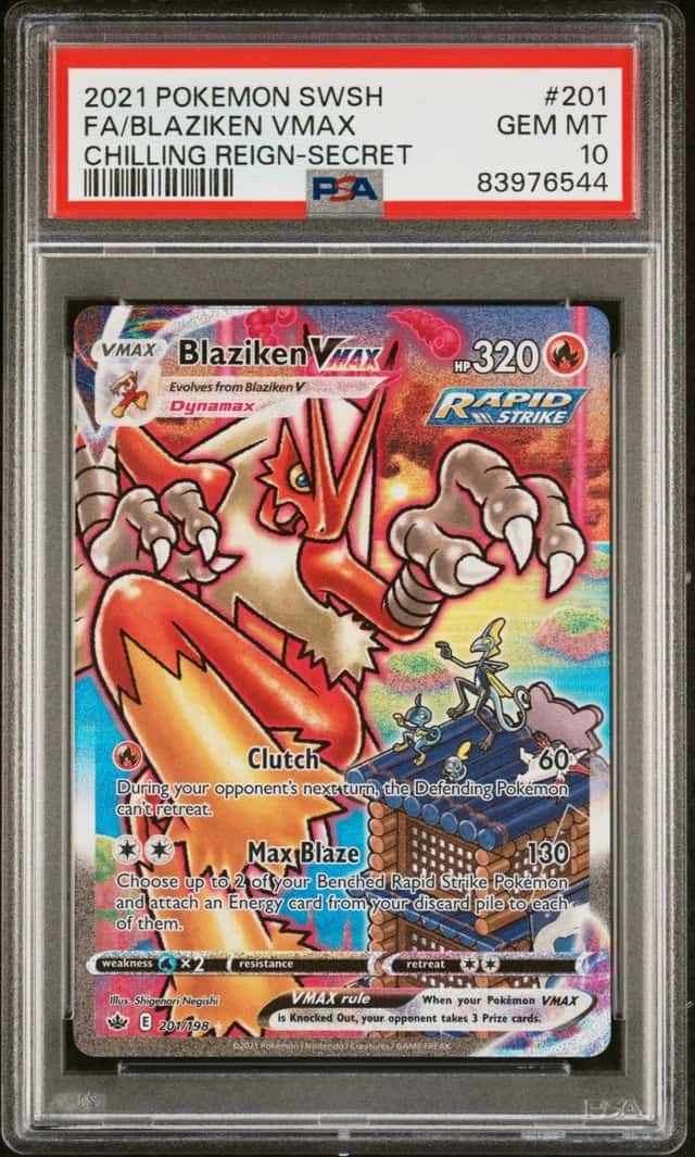 Pokemon Blaziken Vmax Chilling Reign 201/198 Secret Rare Full Alt Art PSA 10