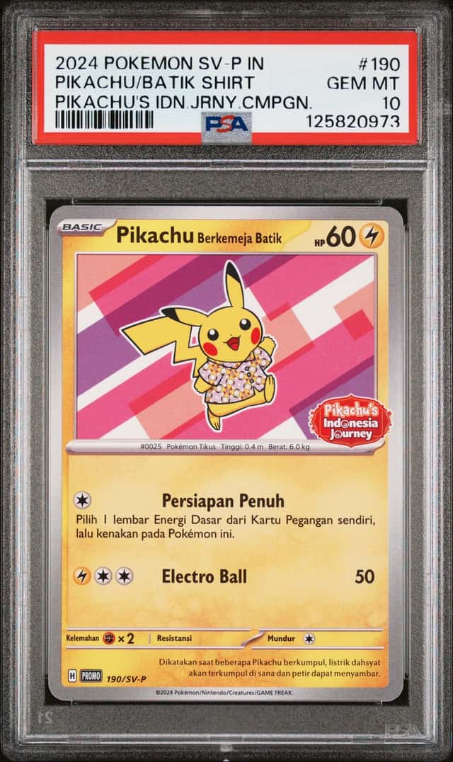 2024 Pokemon SV-P IN #190 Pikachu Batik Shirt PSA 10 GEM MINT