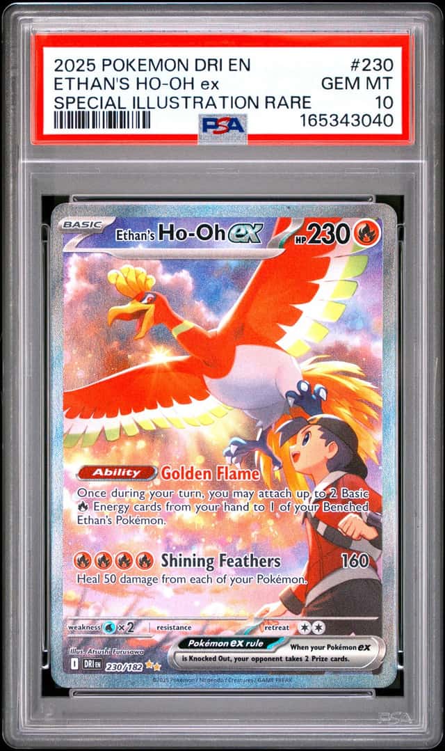 2025 Pokemon DRI EN #230 Ethan's Ho-Oh ex Special Illustration Rare PSA 10