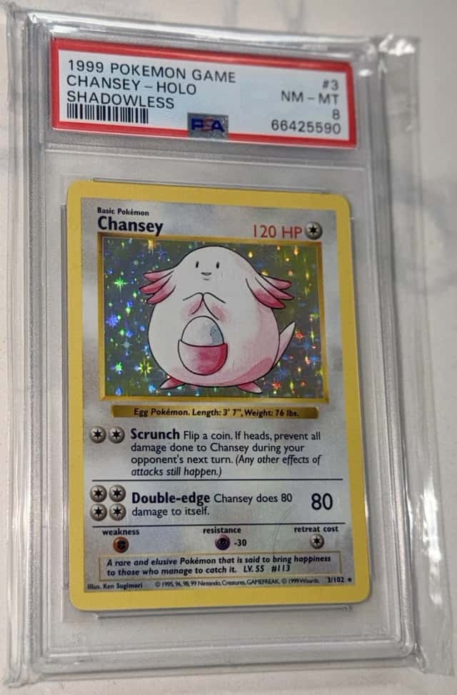 PSA 8 1999 Pokemon Chansey #3 Base Set Shadowless Holo Rare