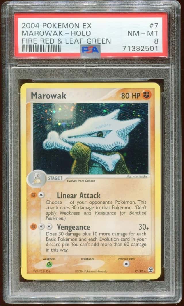2004 POKEMON EX FIRE RED & LEAF GREEN MAROWAK #7/112 RARE HOLO FOIL PSA 8 E10