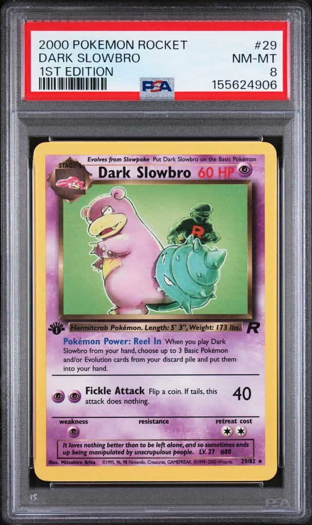 2000 Pokemon Team Rocket 1st Edition #29 Dark Slowbro PSA 8 NM-MT